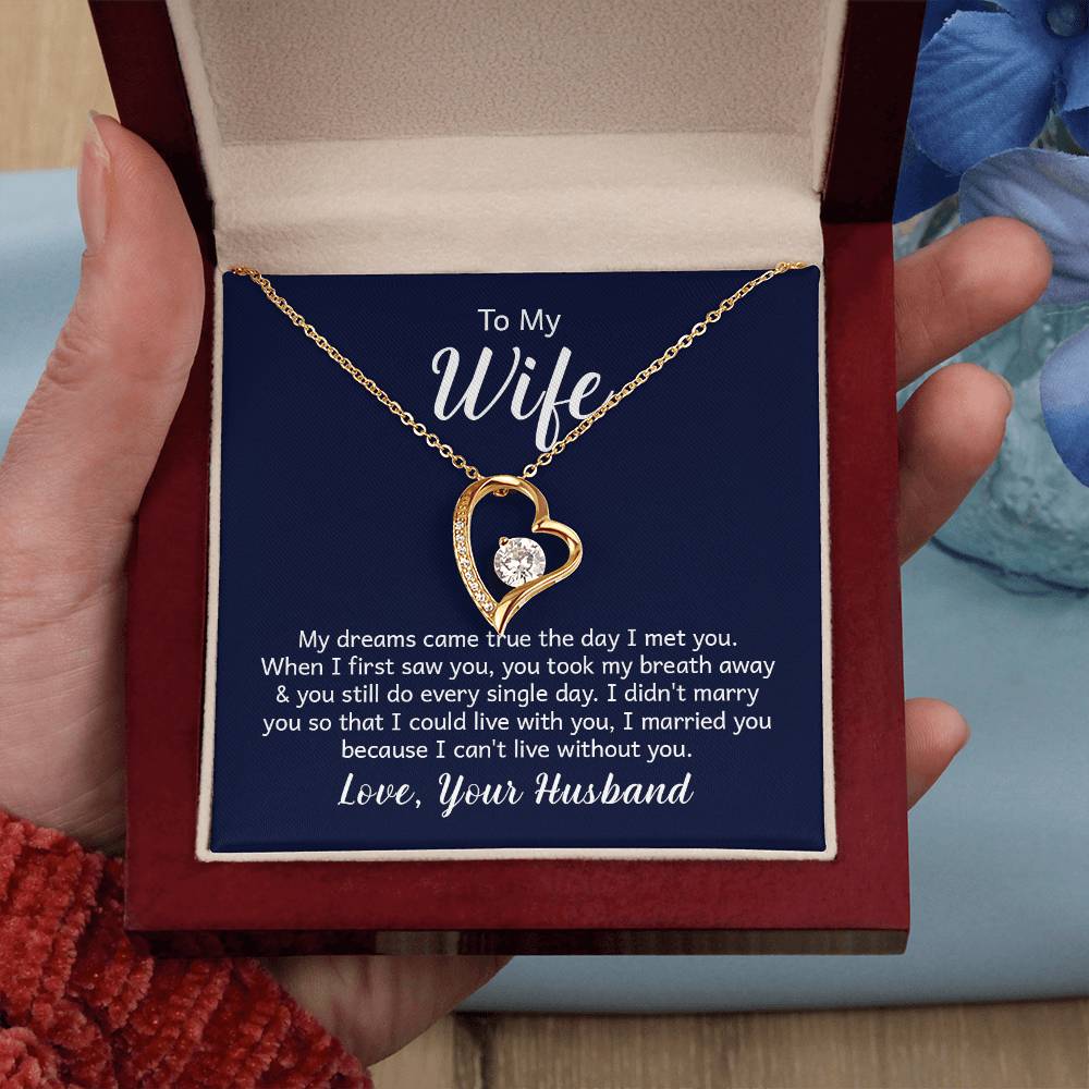 Forever Love Heart Necklace + Wife Message Card