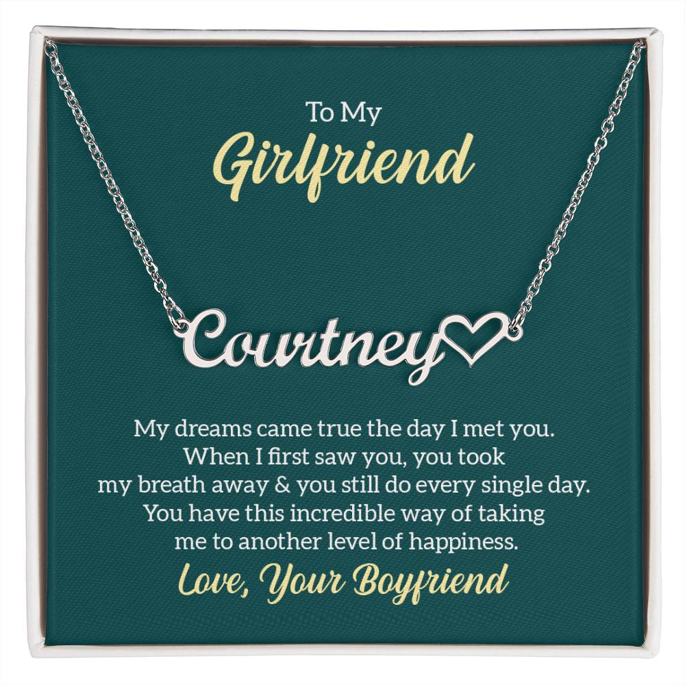 Custom Name Necklace + Heart + Card For Girlfriend