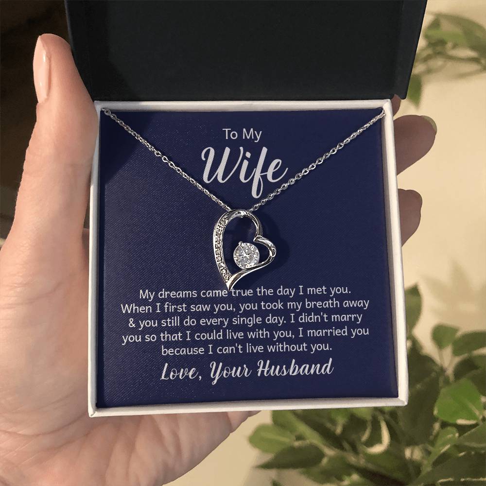 Forever Love Heart Necklace + Wife Message Card