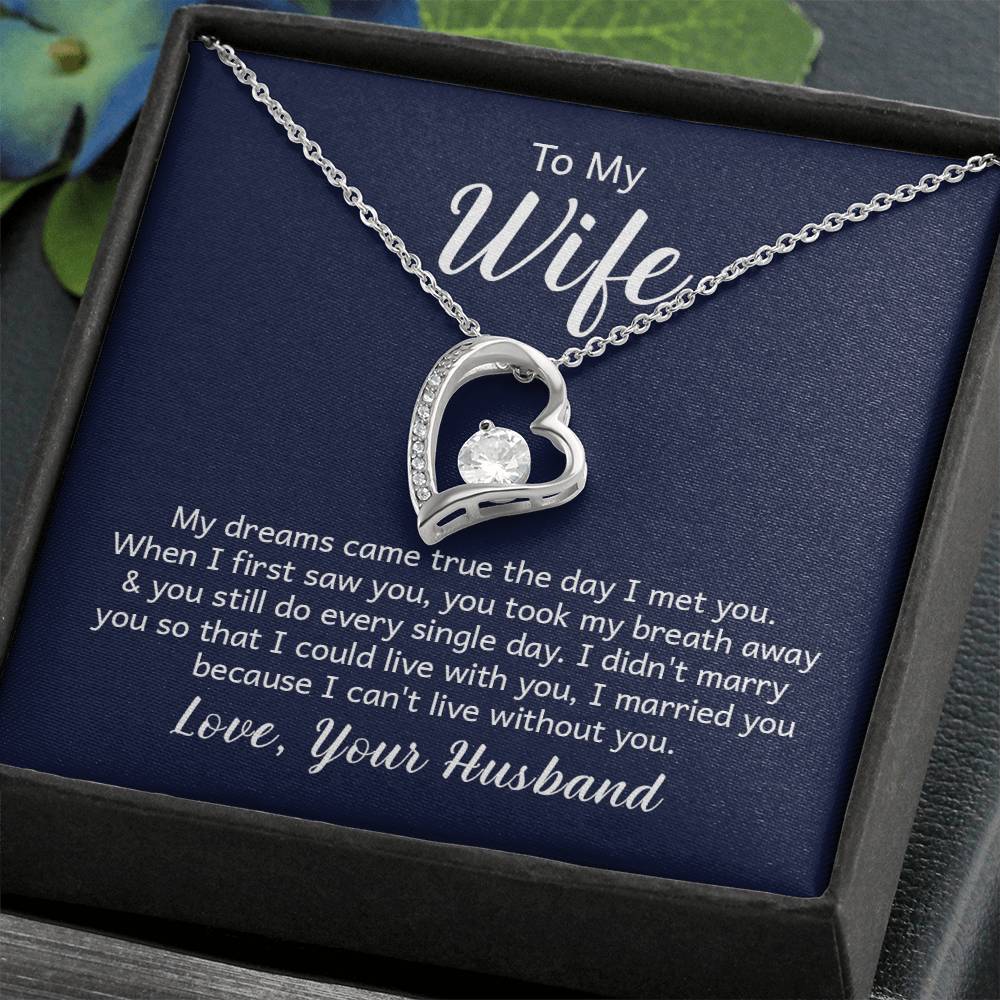 Forever Love Heart Necklace + Wife Message Card