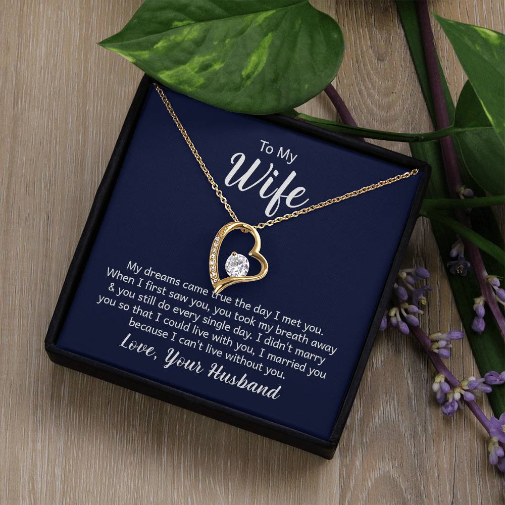 Forever Love Heart Necklace + Wife Message Card